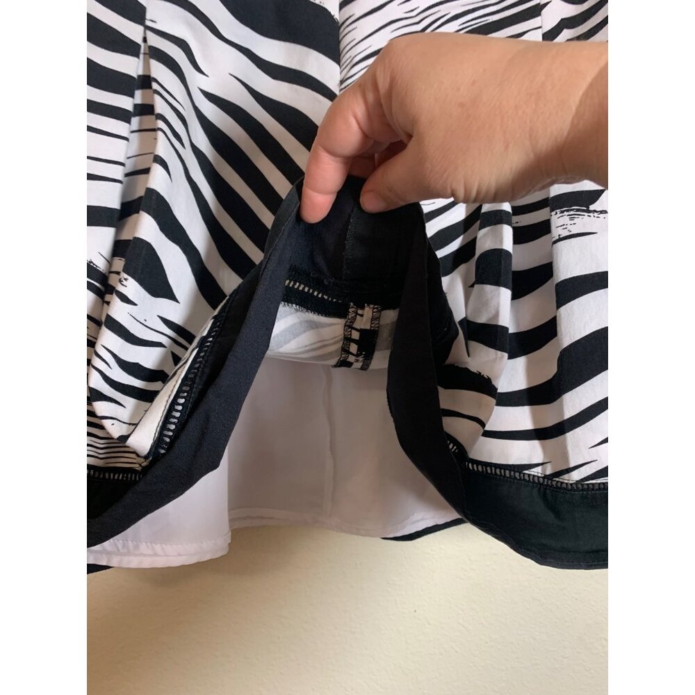 Worthington Zebra Print Skirt Y2K Animal Pleated Business Casual BlackWhite Sz 6 - Picture 4 of 5
